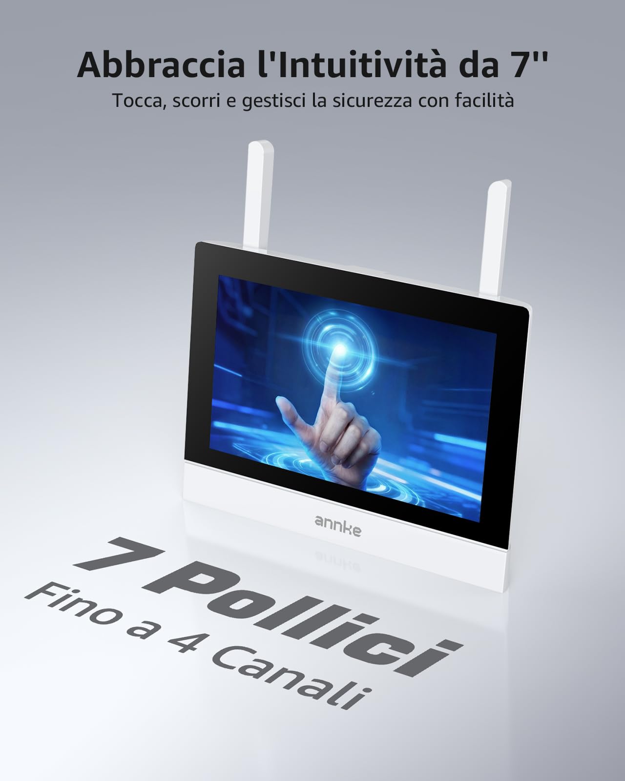 ANNKE Kit Videosorveglianza WiFi Esterno con 7" Monitor, 4CH 5MP NVR con Touch Screen IPS e 2 Telecamere IP 3MP Esterni, Visione Notturna da 100ft, Audio Bidirezionale, Rilevamento del Movimento