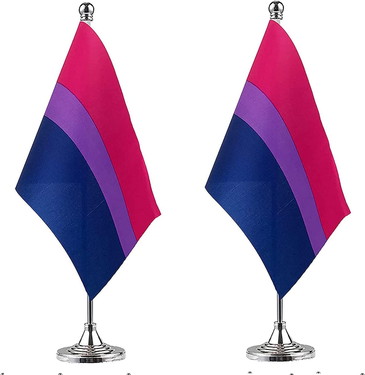 Drapeau bisexuel de table avec socle stable petit format bi pride lot de 2