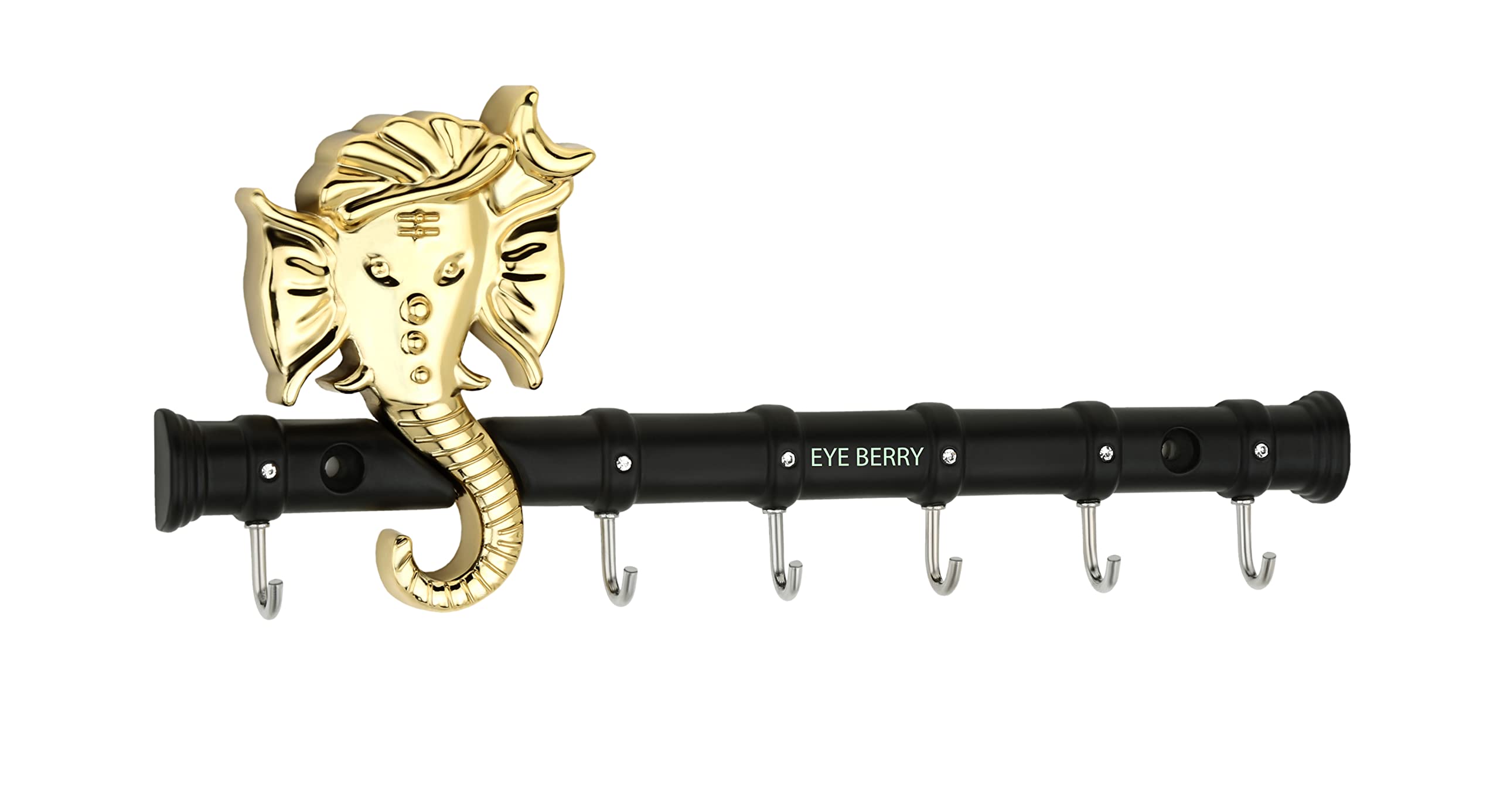 Brass Key Holder Metal Key Stand Home Design Key Holders with 6 Hooks golden,black finish