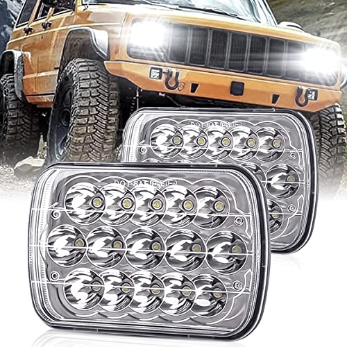 BLIAUTO 5x7 H6054 LED Headlights Dot Approved Rectangle 7x6 LED Headlight 2PCS with Hi/Low Sealed Beam For Trucks Jeep Cherokee XJ Ford Van Replacement 6054 H5054 Headlights