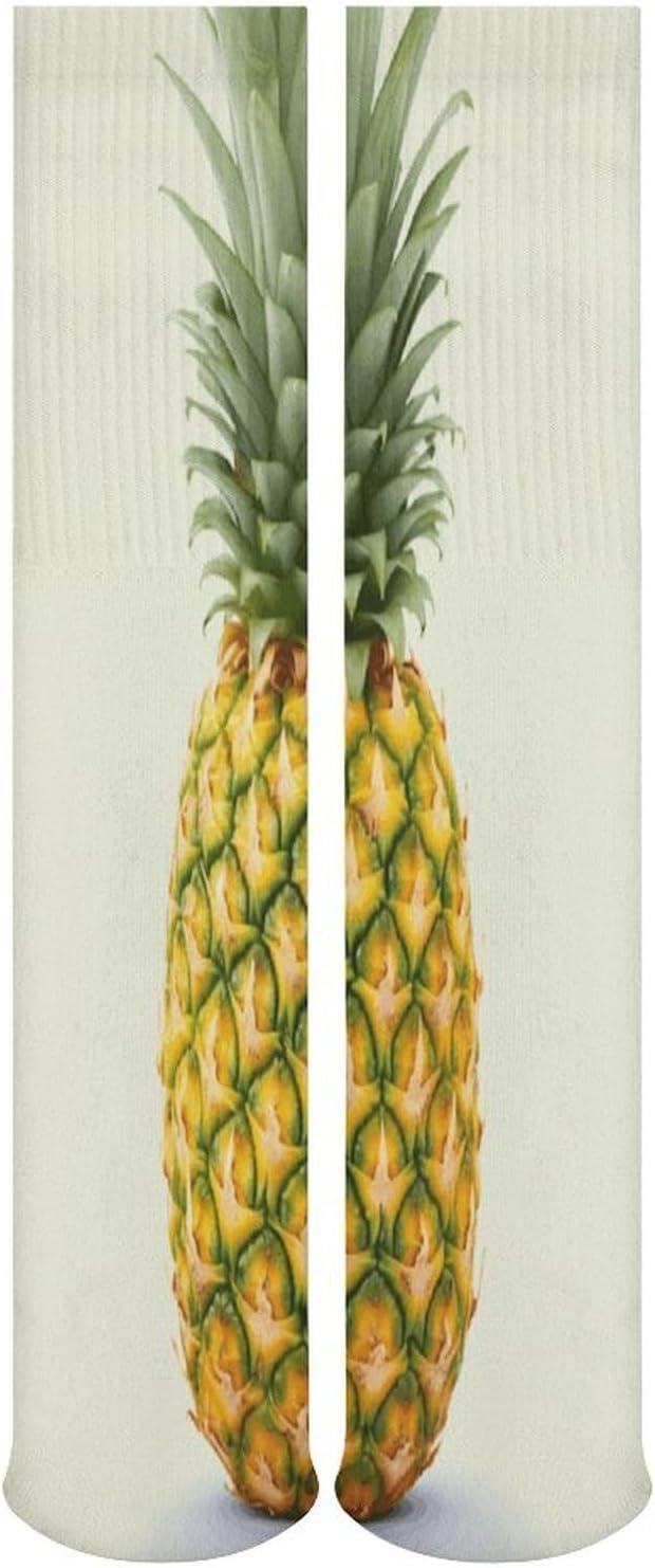 Fresh Pineapple Crew Socks Cozy Casual Calf Socks Lightweight Long Work Sock Breathable Athletic Sock for Hiking Sports Running 5 Pairs