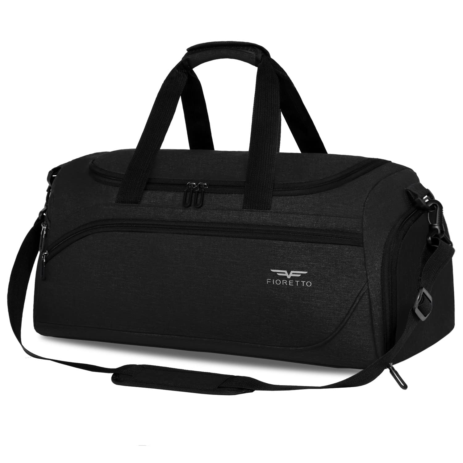 FIORETTO 50L Mens Sports Gym Bag with Wet Pocket & Shoe Compartment,Travel Duffle Bag Overnight Bag with Padded Shoulder Strap