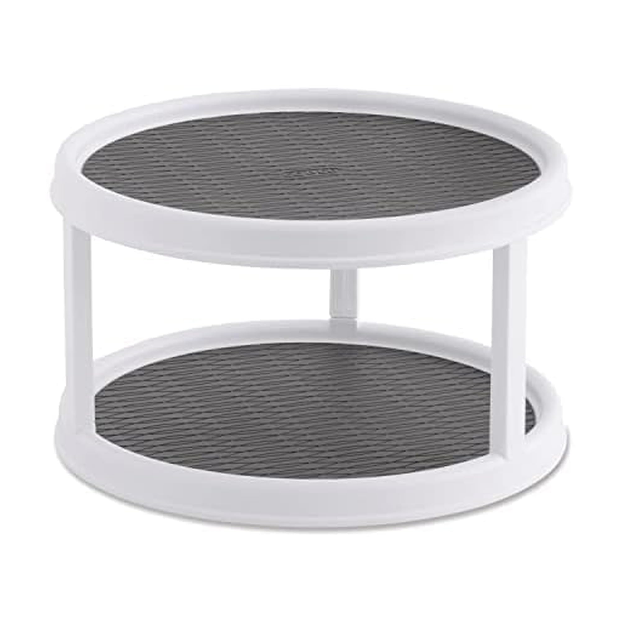 Copco Non-Skid Turntable,2-Tier,12-Inch,Durable &amp; Easy Clean,White/Gray,(Pack of 6)