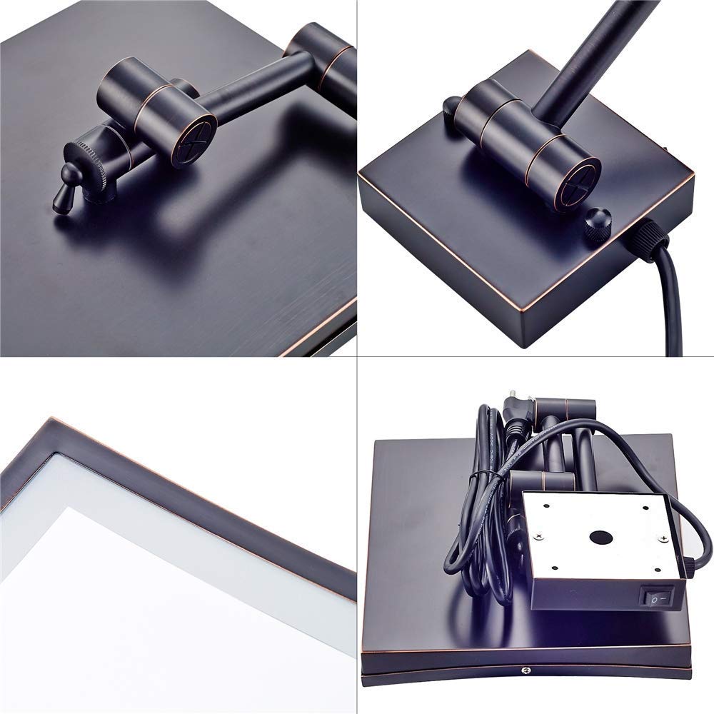 Specchi for Trucco da Parete, 8,5 Pollici Bagno LED Ottone Illuminato Ingrandimento Rasatura toeletta Pieghevoli con Luci, Interruttore Spina Elettrica(Noir)