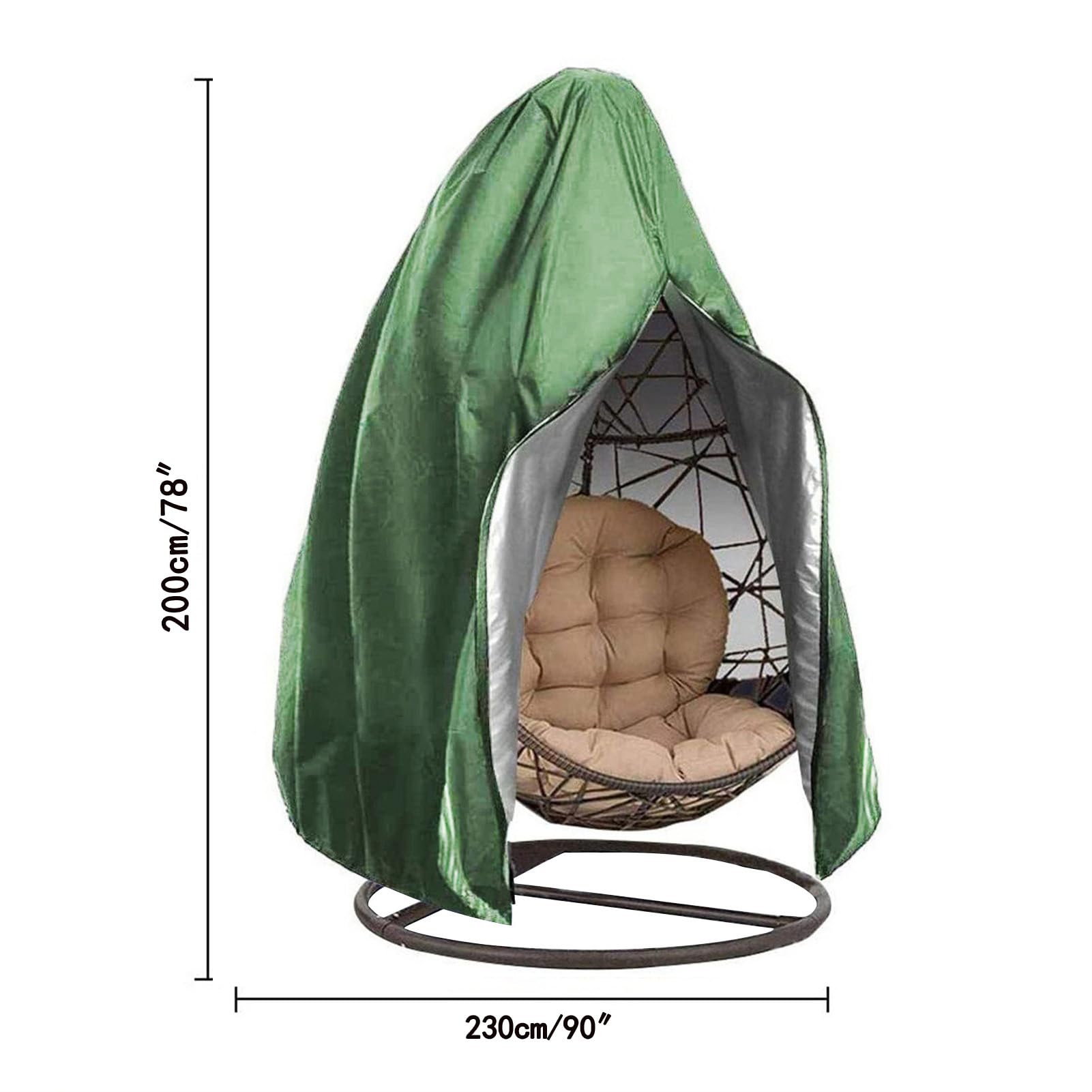 Copertura per Sedia A Dondolo,Copertura Antipolvere per Sedia A Dondolo,Coperture Dondoli da Giardino,Fodera di Protezione per Sedia Sospesa (230x200cm,Verde)