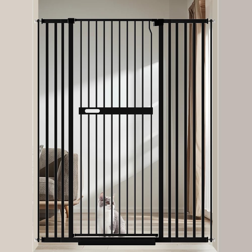 AiWMGL 71" Extra Tall Cat Pet Gate for Doorways Indoor Proof，29.92-45.67" Wide Tall Dog Puppy Safety Baby Gate for Cat Pet, Pressure Mounted No Drill