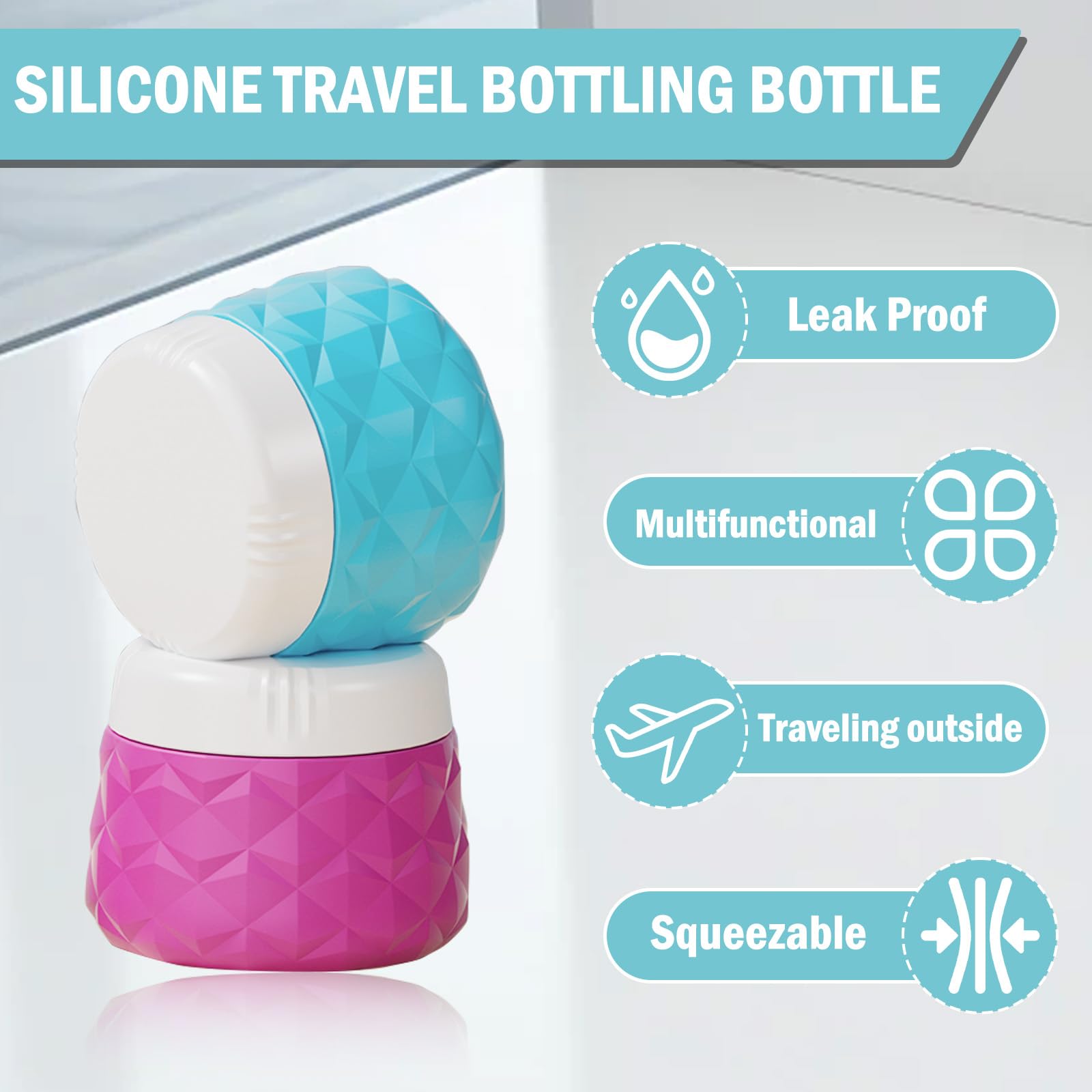 Set Di Contenitori Da Viaggio Per Liquidi TSA - 2 Bottiglie In Silicone 30ml/90ml Con Sacchetto Trasparente, Riutilizzabili E Antigoccia - 2