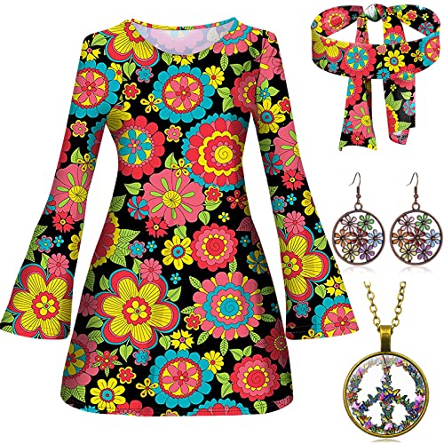 Johiux 4 Stück Hippie Kostüm Damen Set,60 er 70er Jahre Bekleidung...