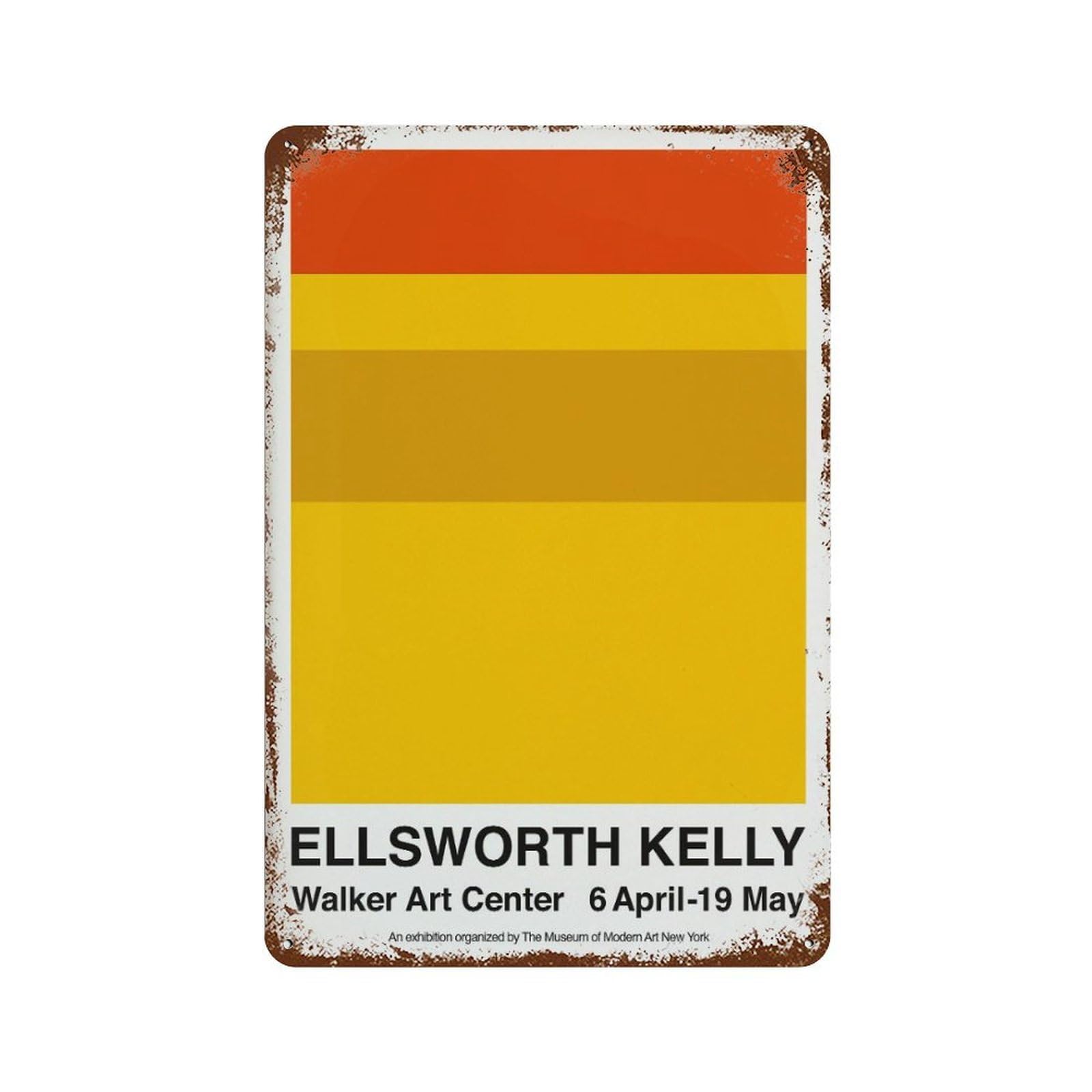 xiaoxiaoshen Ellsworth Kelly Yellow Red Geometric Wall Decor Art Metal Tin Poster Modern Home Decor Art Home Bar Shop Decorations Vintage Sign 30x20cm
