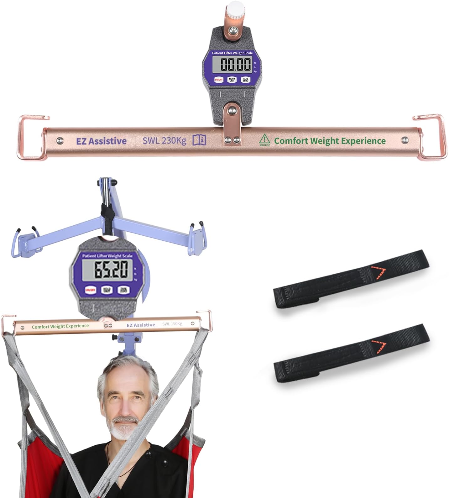 EZ Assistive Patient Lift Weight Scale for Elderly or Bedridden, Universal Lift Scale Suitable for Nursing Home, Hospital & Home Care Use-SWL 500lbs