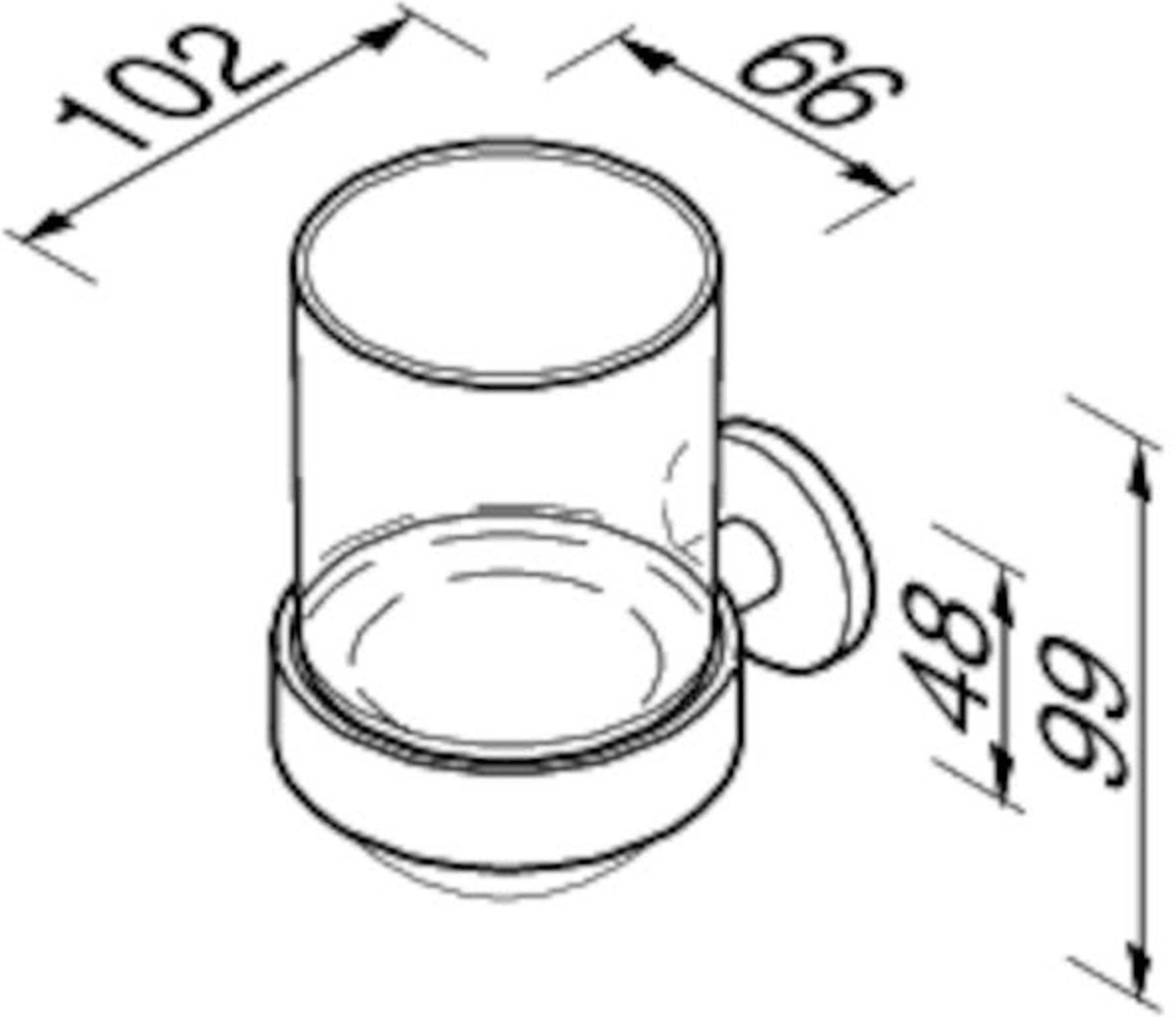 Geesa Nemox Becherhalter, Zahnputzbecher aus Glas, Halter aus Edelstahl, Farbe: Schwarz, 66 x 98 x 102 mm