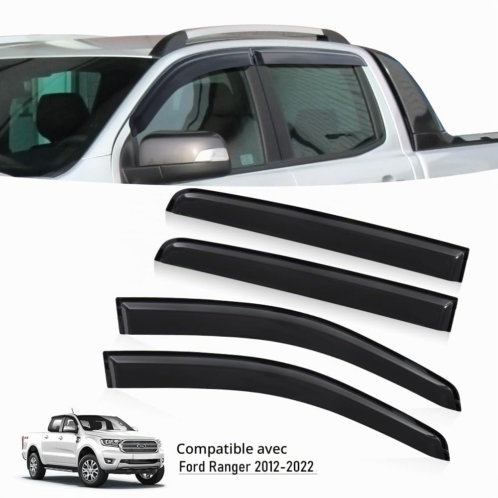 Déflecteurs d'air pour Ford Ranger Wildtrak T7 T8 2015-2022 Raptor XL XLT Tremor Limited Double Cabine (Déflecteurs d'air)