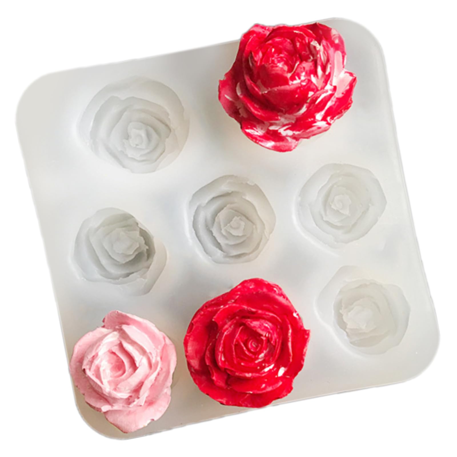 HUANGING 3D Rose Shape Silicone Molds for Soap Gypsum Decoration Fondant Silicone Molds for Chocolate Candy Cake Rose
