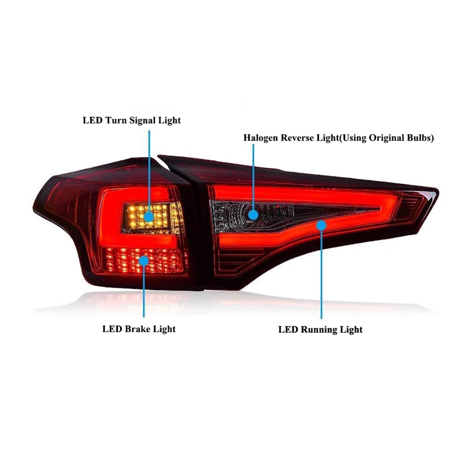 2PCS LED Rear Tail Lights Compatible with Toyota RAV4 RAV 4 2013 2014 2015 Car Brake Reverse Taillight — view 3