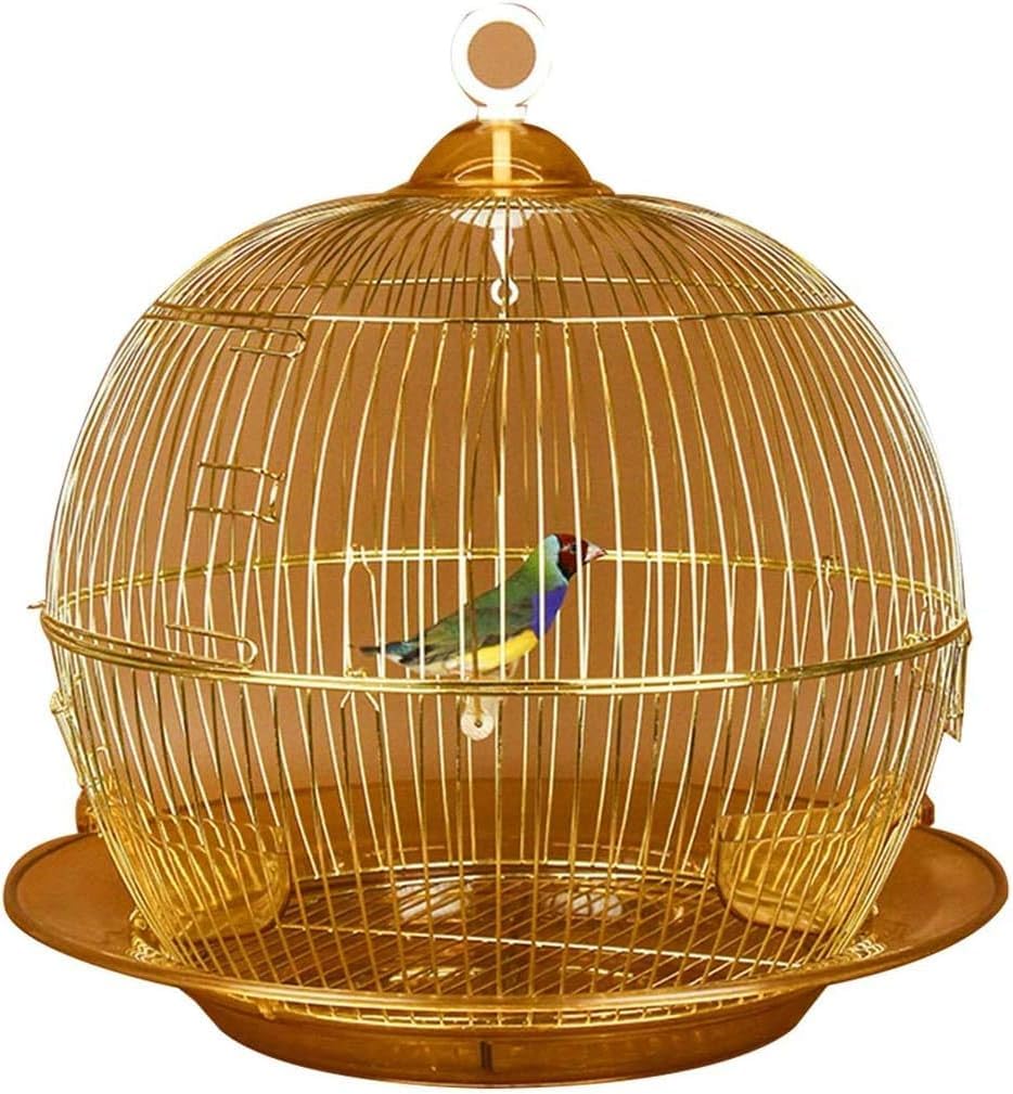 HTTGDGDH Professional Birdcage Pet Supplies Bird Carrier Gardening Decor Bird Cages Home Decor, Retro Golden Bird Cage, Elegant Decoration Parrot Cage, Dove Pearl Bird Canary Cag,Gold