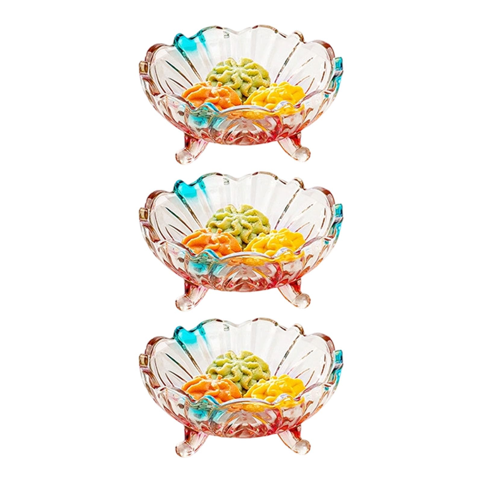 Xjdzineq Handcrafted Glass Serving Plate with Legs Snacks Bowl Suitable for Candy and Appetizers Elegant Glass Bowl for Fruits Snacks and Dessert Serving Plate with Legs