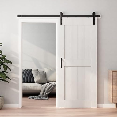 Miniatura 3 de Kit de herrajes y rieles para puertas correderas de granero de bronce aceitado oscuro de 78 pulgadas para puertas interiores, forma de J estándar,