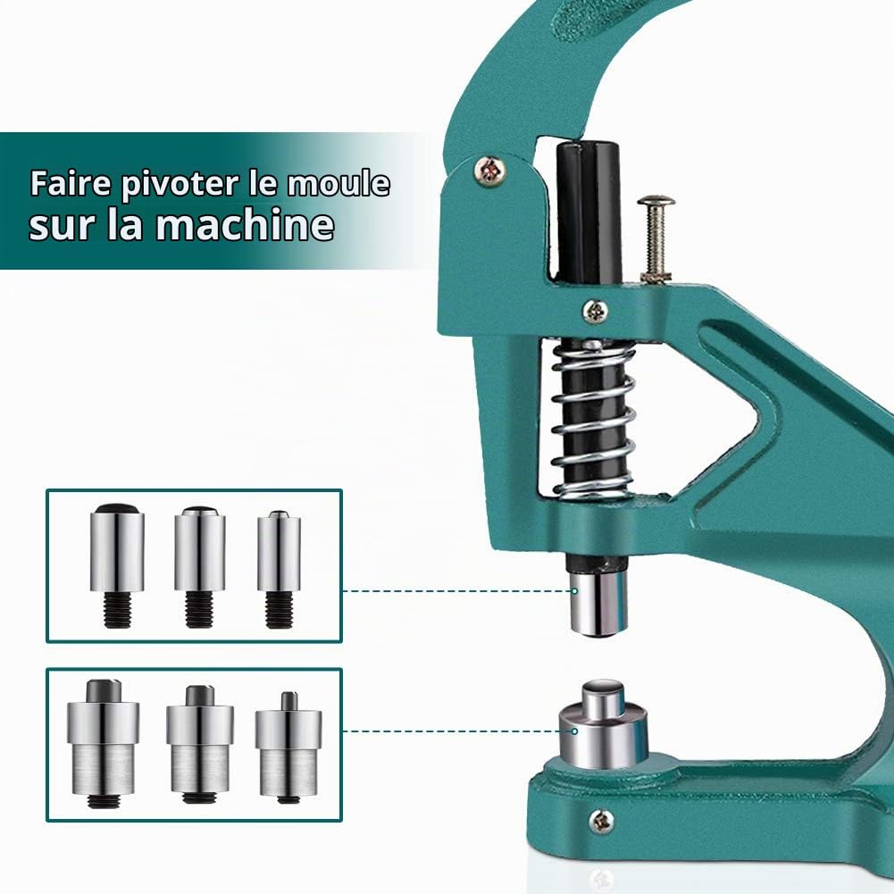 Machine à œillets professionnelle avec 3 matrices (6 mm, 10 mm, 12 mm) et 900 œillets – pour bâches, loisirs créatifs et décoration