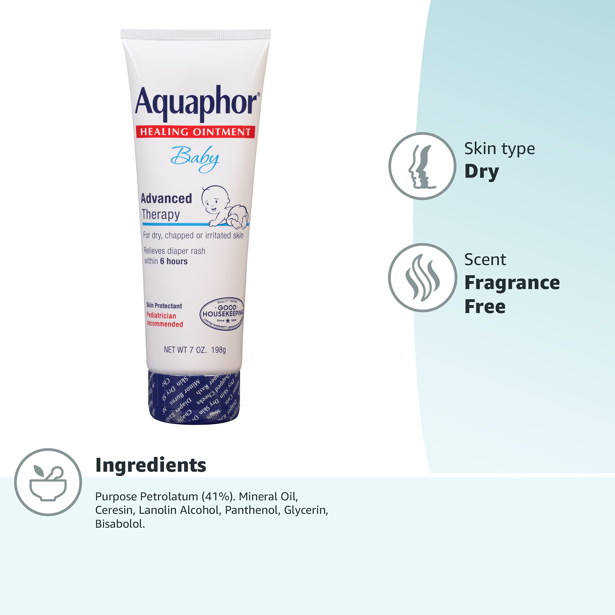 Aquaphor Baby Healing Ointment Advanced Therapy Skin Protectant, Dry