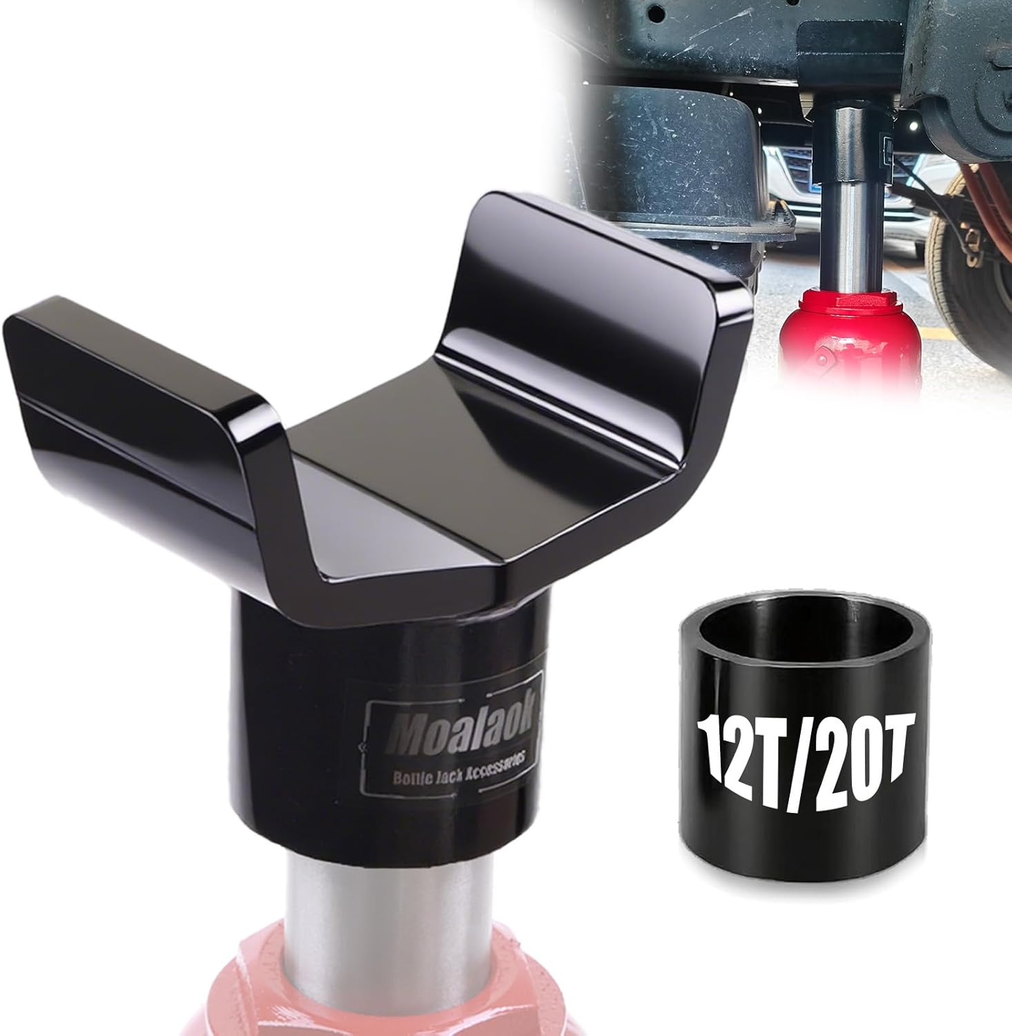 Bottle Jack Adapter for 12 ton/ 20 ton-Transmission Jack Adapter for 3"/4" Round Axle & 3" Square Tubes-Hydraulic Bottle Jack Lifting Accessories for RV/Trailer/Farm Axle Lifter