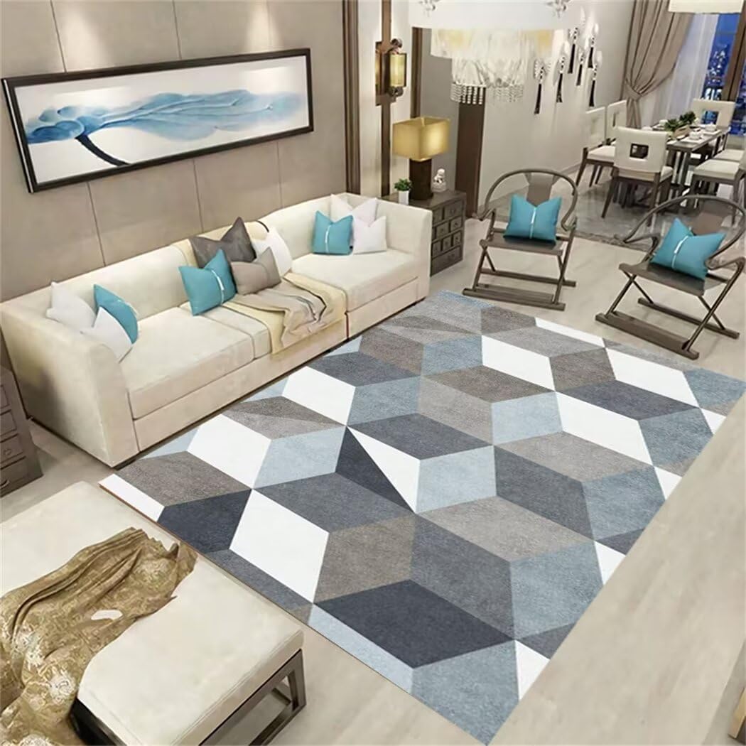 Tapis de salon antidérapant gris bleu 160X240cm pour éviter les glissades et les taches