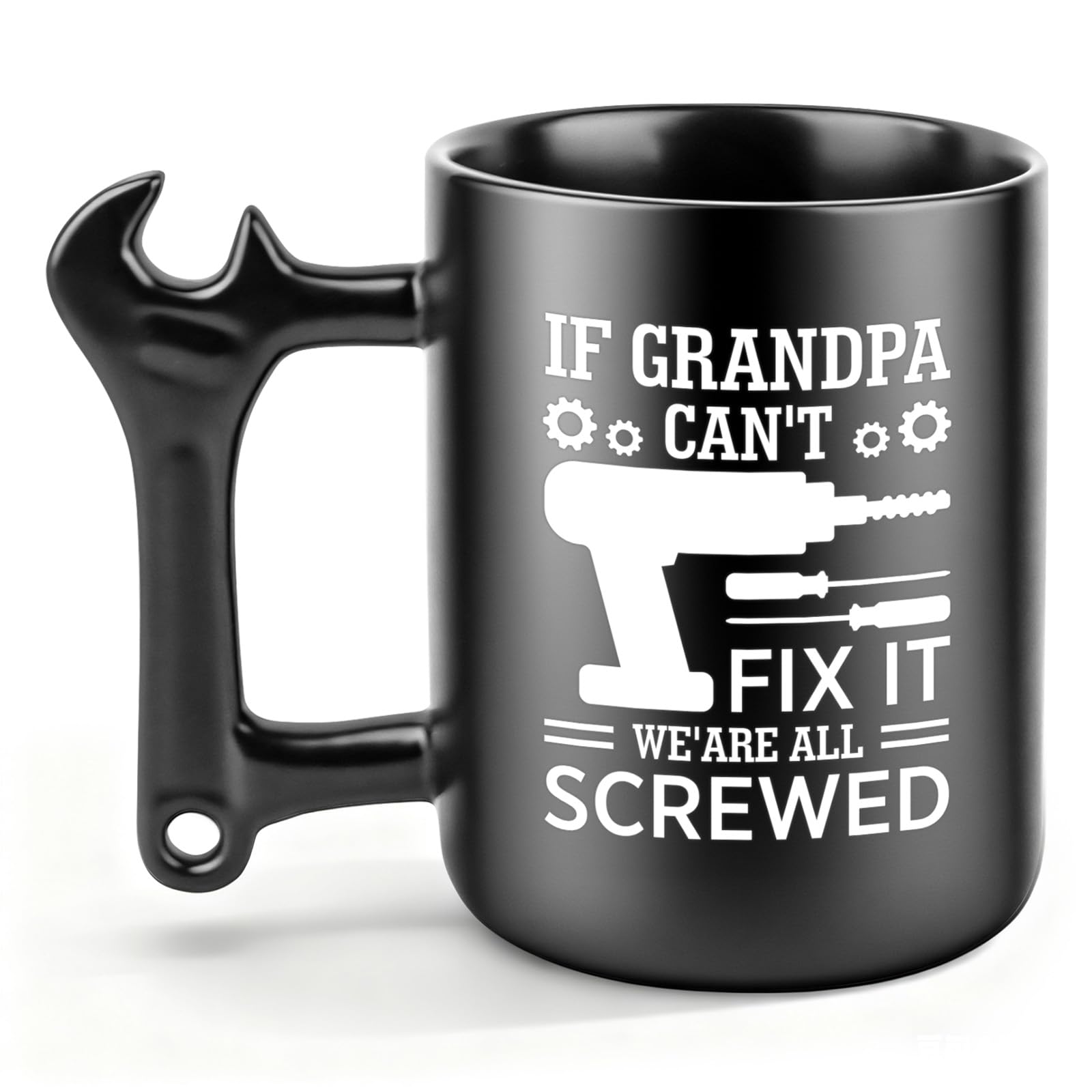 Tesmotor Grandpa Coffee Mug – If Grandpa Can't Fix It We are All Screwed Funny Gift from Grandkids for Birthday, Gifts for Christmas & Father's Day