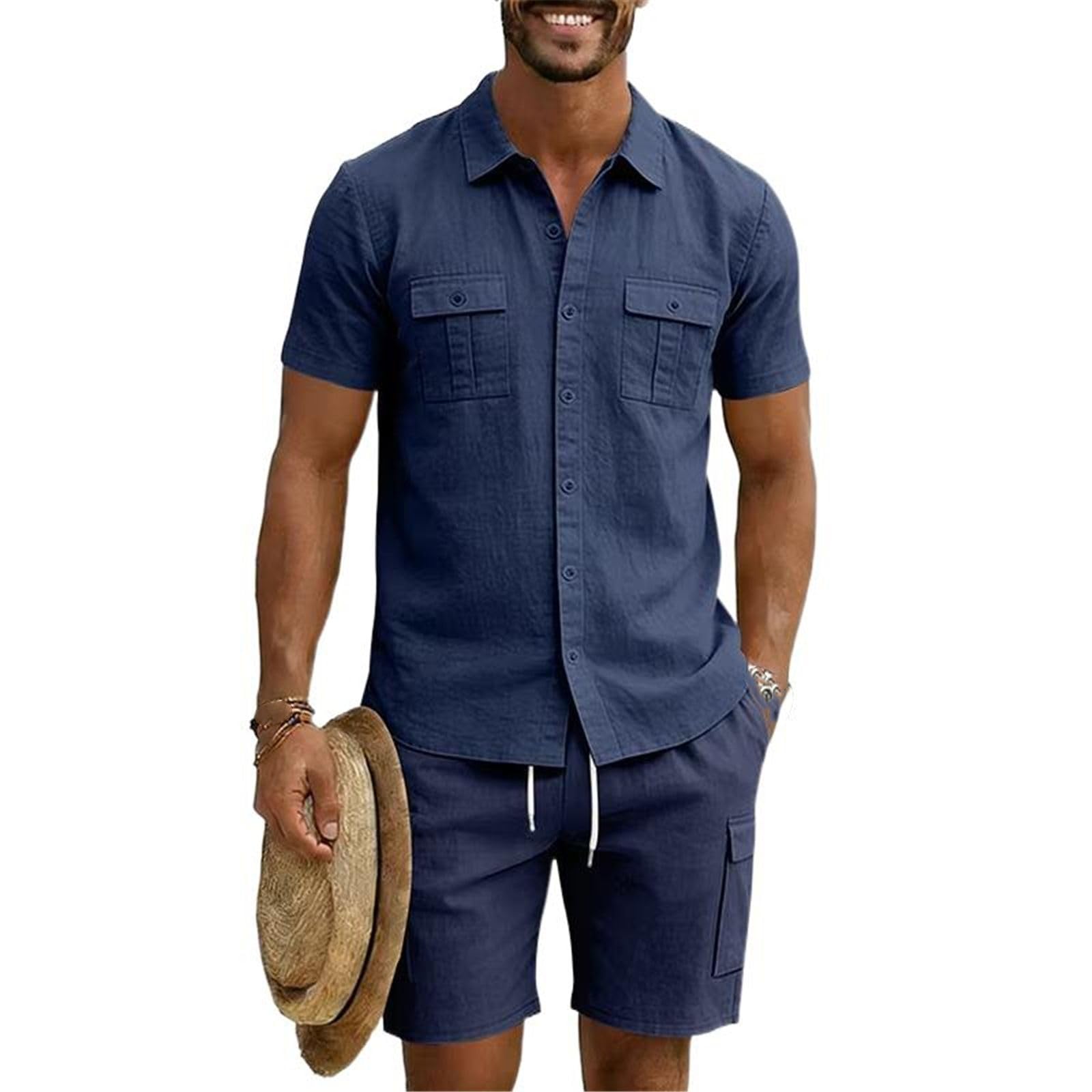 Set da uomo tuta sportiva casual, maglietta traspirante e pantaloncini estate