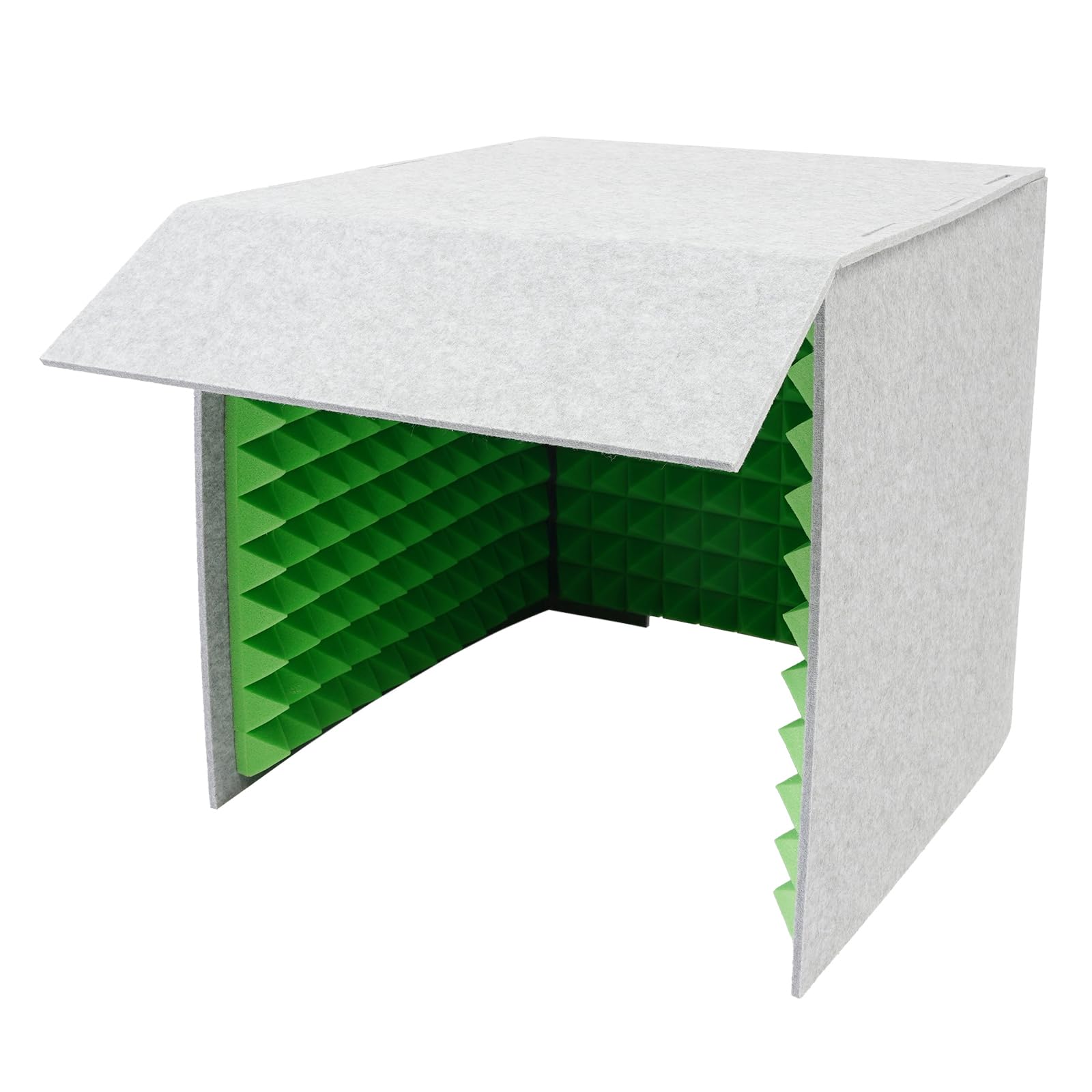 Copertura insonorizzata per desktop - Studio di registrazione pieghevole per insonorizzazione - 60 x 60 cm, esterno grigio interno verde - ideale per Home Studio, podcaster e musicisti