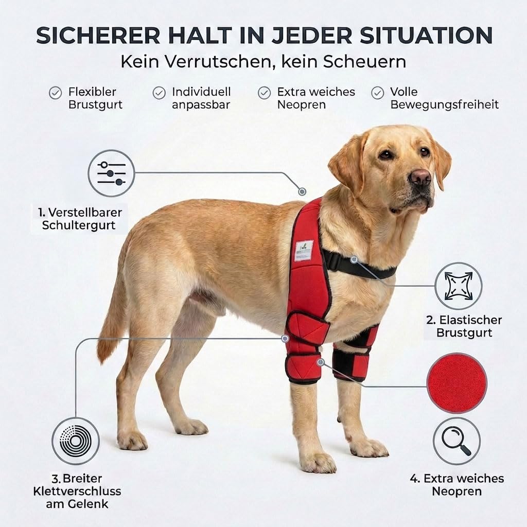 Nature Pet Ellenbogenbandage Hund/Ellenbogenschoner mit Netzeinsatz für Kühl- oder Wärmepads – ideal bei Liegeschwielen und Arthrose beim Hund – In Deutschland entwickelt – Druckschutz L Schwarz
