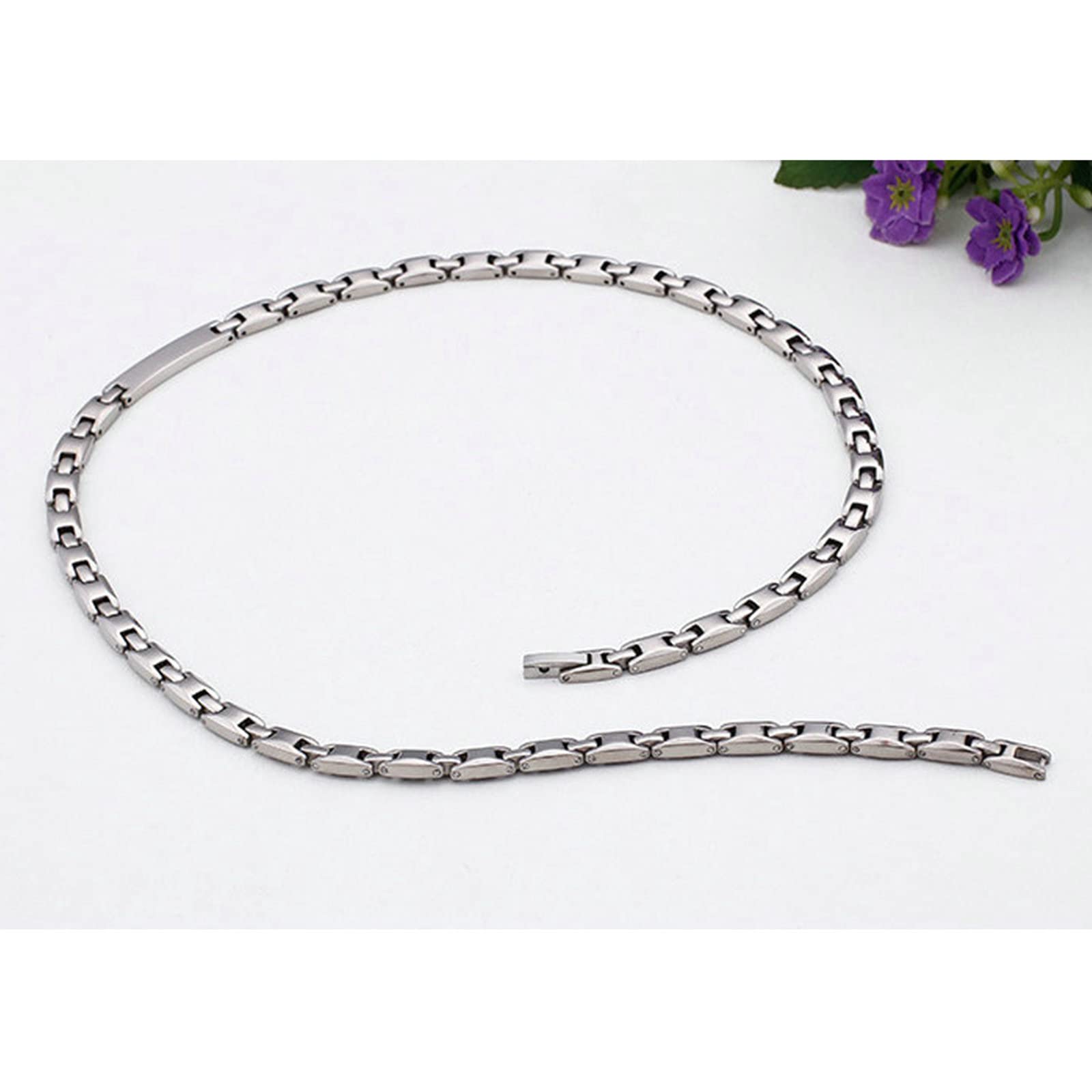 Beydodo Hip Hop Kette Herren 50CM ohne Anhänger, 6-7MM Gliederkette mit Stein Halskette Edelstahl Freundschaftskette Silber Rosegold