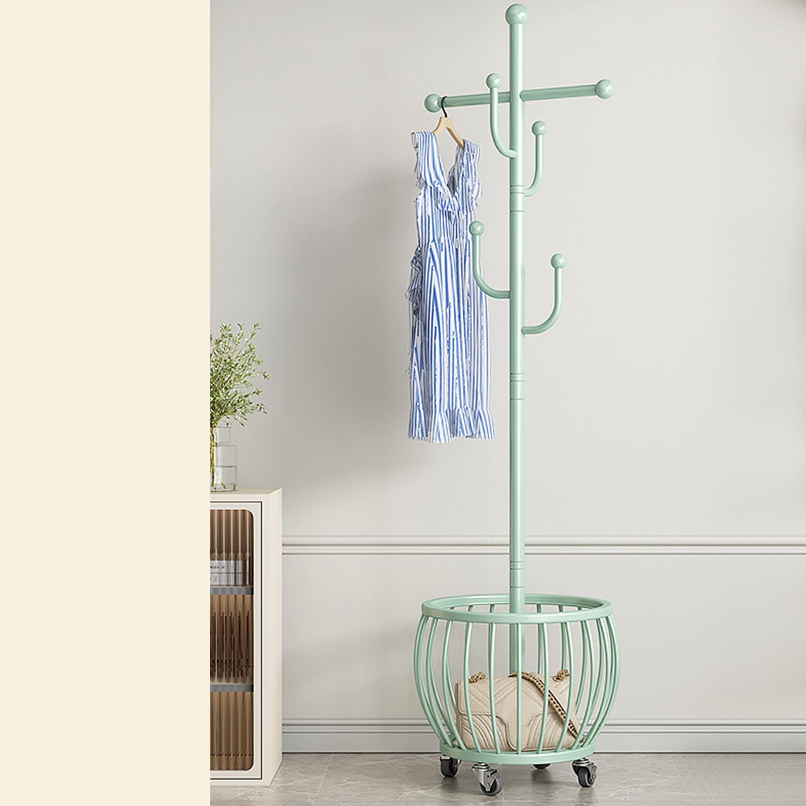 Bedroom Dirty Clothes Basket, Floor Laundry Basket Hanging Rack, Iron Coat Rack, Removable Household Storage Basket
