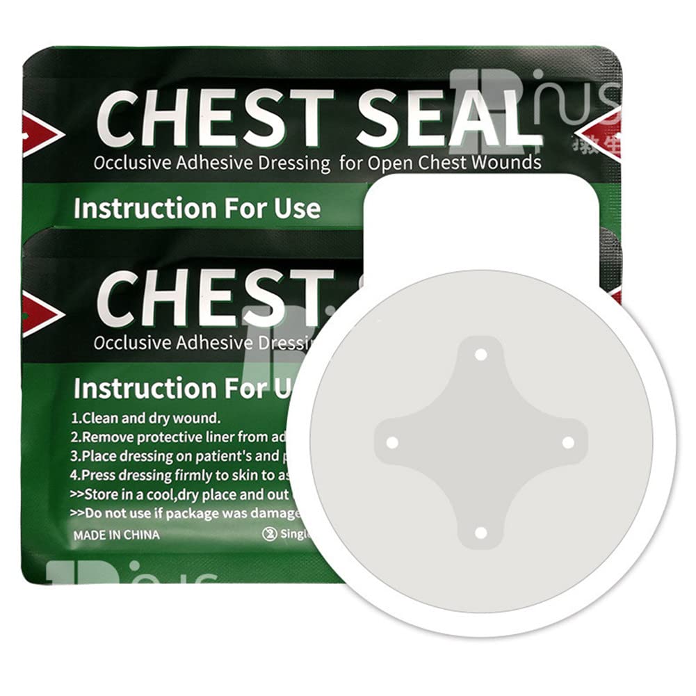 3er Pack Vent Chest Seal, Notfall-Trauma-Verband, Erste-Hilfe-Kit steril, Wundversorgung, EMS-Trauma-Kits Medizinischer Notfall-Okklusiv-Thorax-Verband