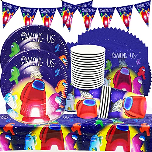 70 Piezas Game Party Vajilla, Game Party Supplies, Incluye Fiesta Videojuegos Platos, Tazas, Servilletas, Mantel, Látex Globos, para Decoración de Videojuegos Fiesta De Cumpleaños Cover