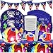 SHAMO 62 Pezzi Stoviglie per Feste Amongs us, Feste Amongs us Stoviglie Set, Include Striscione Amongs us, Piatto, Tazze, Tovaglioli, Tovaglie, per Decorazione di Compleanno per Bambini Stoviglie
