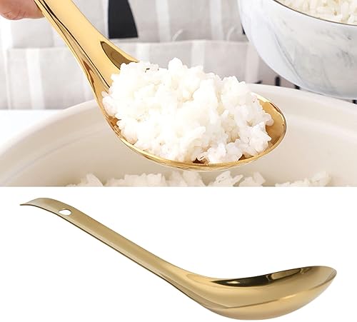 Miniatura 3 de Cuchara de arroz, paleta de arroz de acero inoxidable, antiadherente, cuchara de arroz dorada, utensilio de cocina para el hogar, restaurante, hotel
