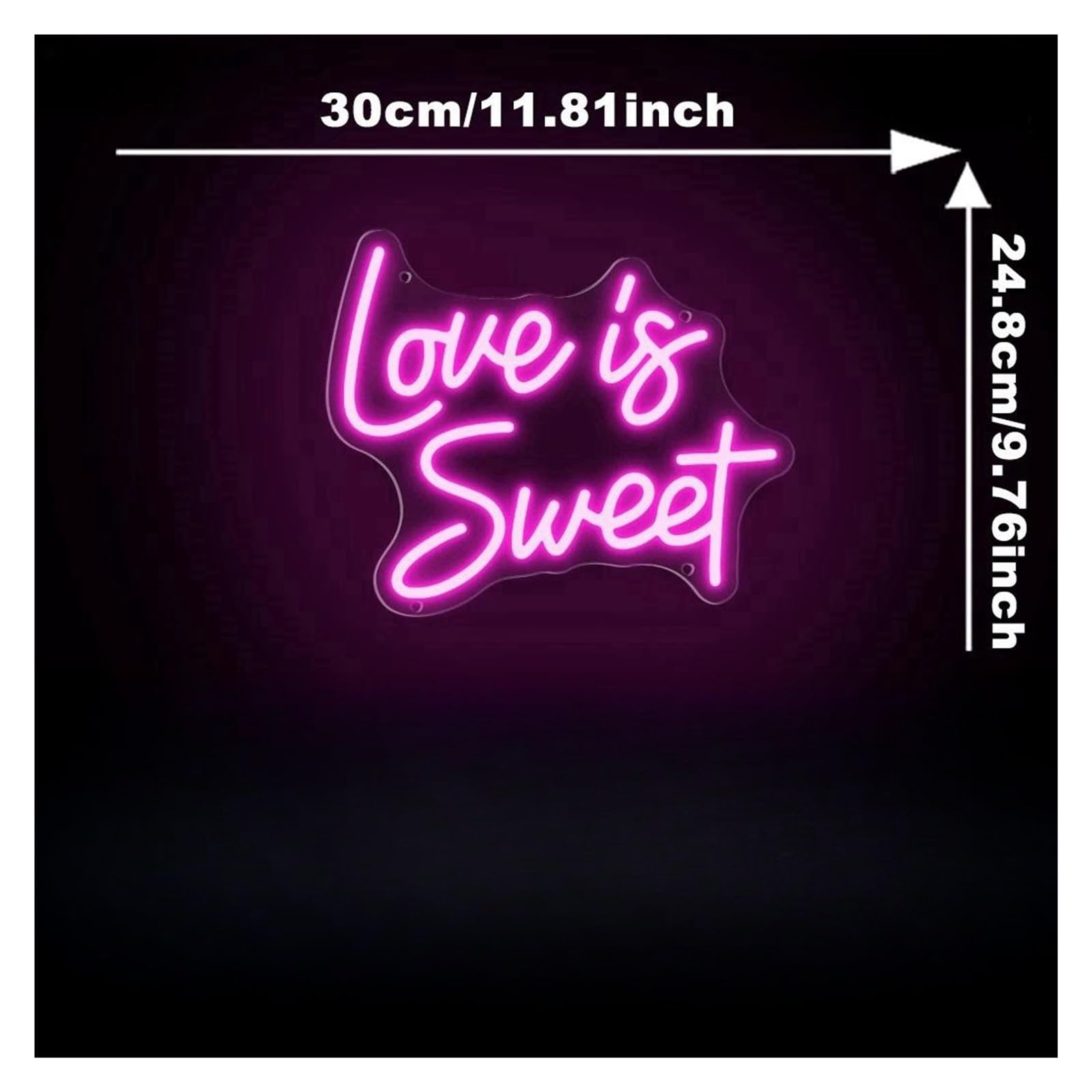 Luz de Diseño de Digital Letrero Con Letras De Luces De Neón Love Is Sweet, Decoración De Pared De Tienda De Postres Regulable Alimentada Por USB, Neón De 24,8cmx30cm