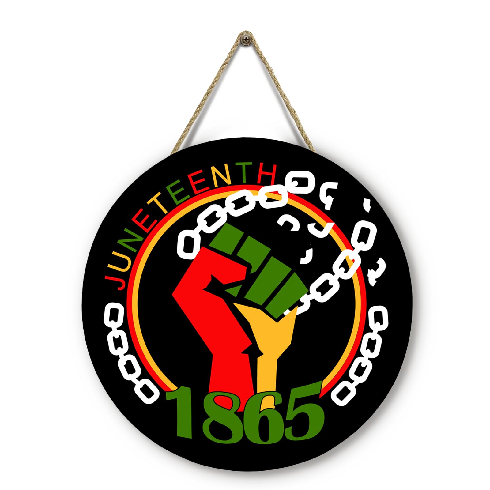 Juneteenth Decoration Hanging Metal Sign 19th Independence Day Freedom Day Round Door Sign Free-Ish 1865 Sign For Front Door 12 Inch Memorial Day for African American Festival Celebration