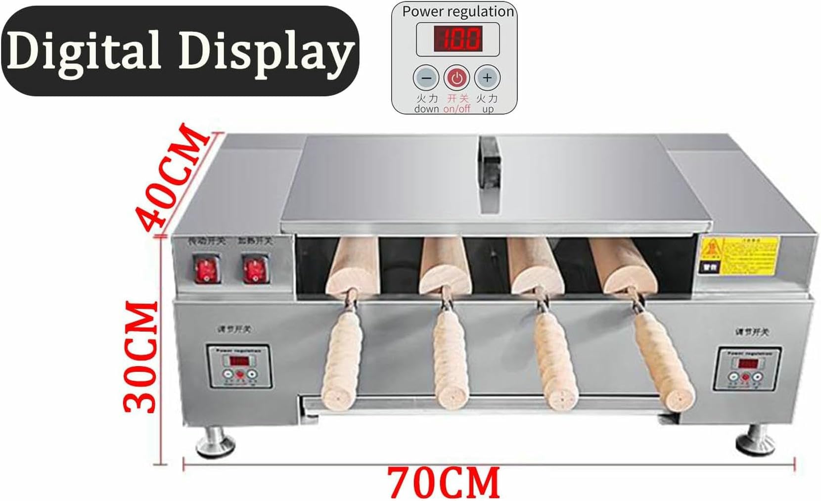 Four à gâteaux électrique Professionnel à cheminée, 3000 W Haute Puissance pour des Cornets de Glace et des gaufres Parfaits, idéal pour Les Restaurants, Les cuisi,Digitaldisplay