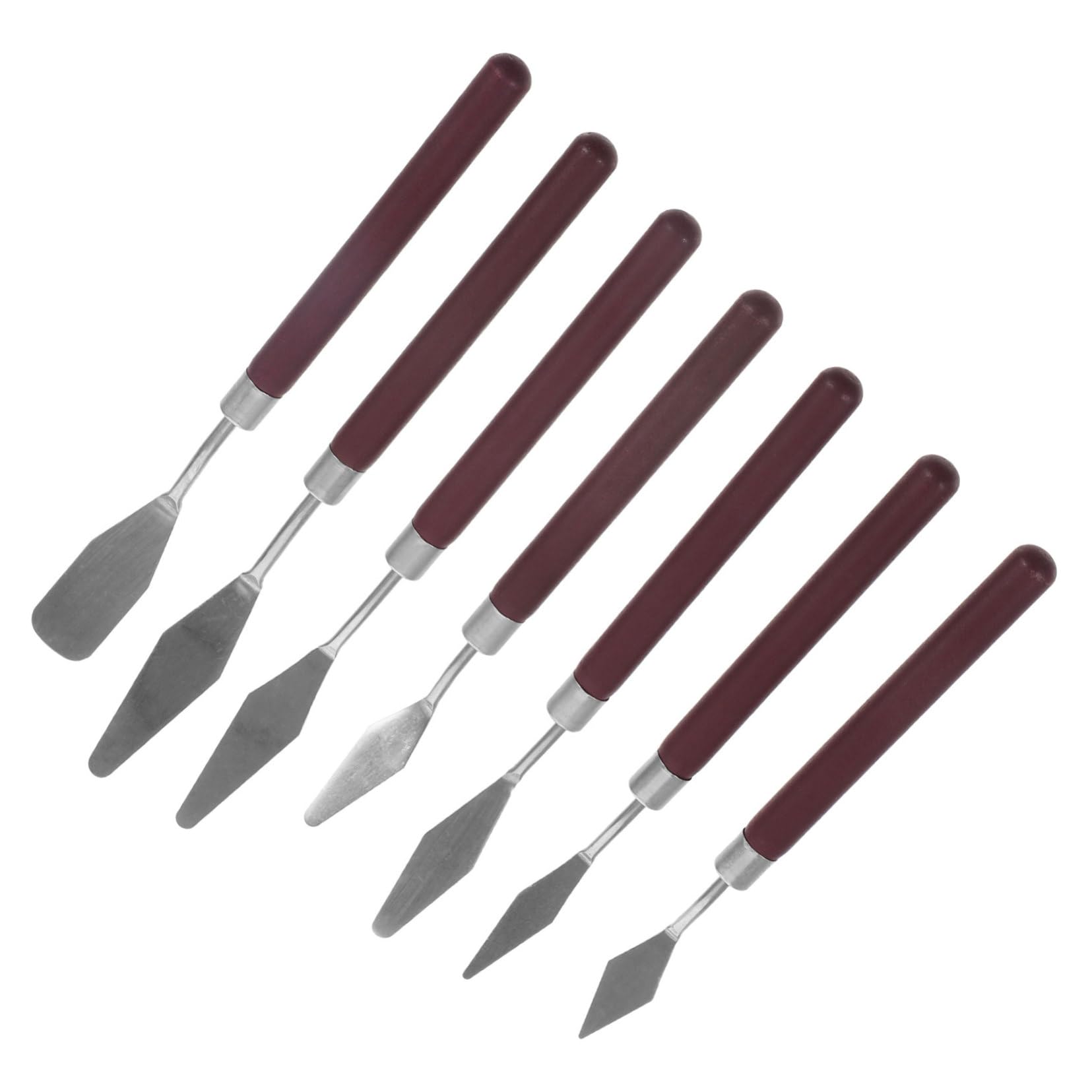 HOODANCOS 7pcs Wooden Handle Painting Scrapers for Artists Textured Palette Spatulas Oil Painting Mixing Tools