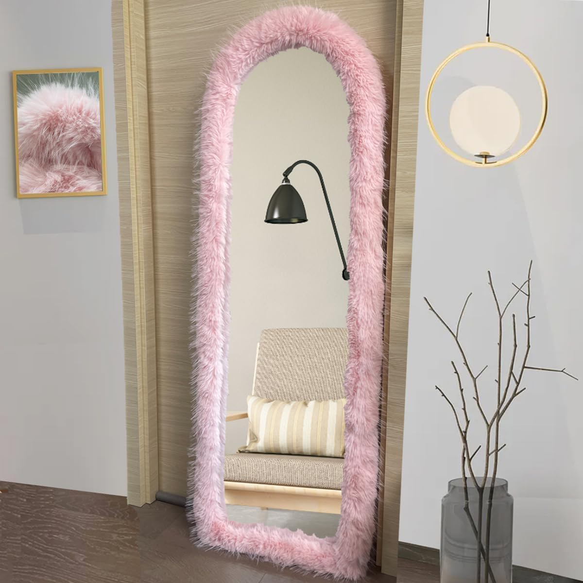 UYRIE Fluffy Mirror Frame Cover for Arched & Full-Length Mirrors (59"x16") – Stretchy, Non-Slip Fit, 6 Neutral Colors – Soft & Durable Décor