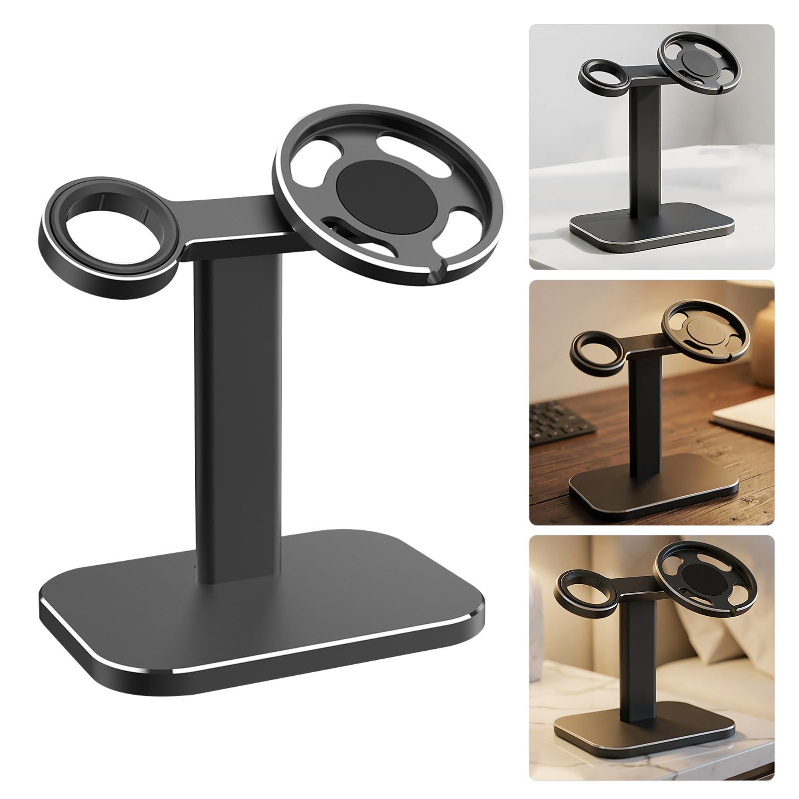 Toyvian Soporte de Carga para Teléfono y Reloj Inalámbrico, Aluminio Negro