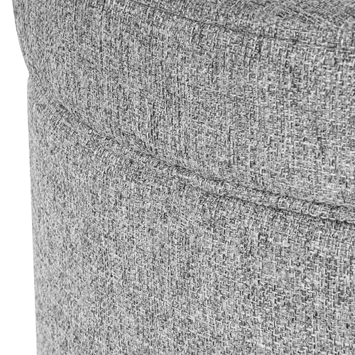 Image of Homepop Home Decor | Upholstered Round Storage Ottoman | Ottoman with Storage for Living Room & Bedroom, Light Gray Tweed Large