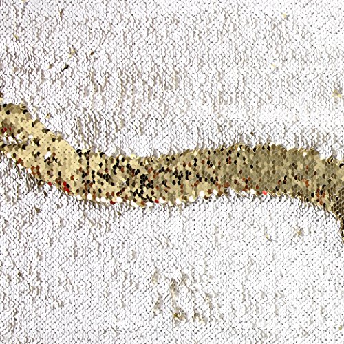 Starlight Sequined Mermaid White & Gold, Fabric by the Yard