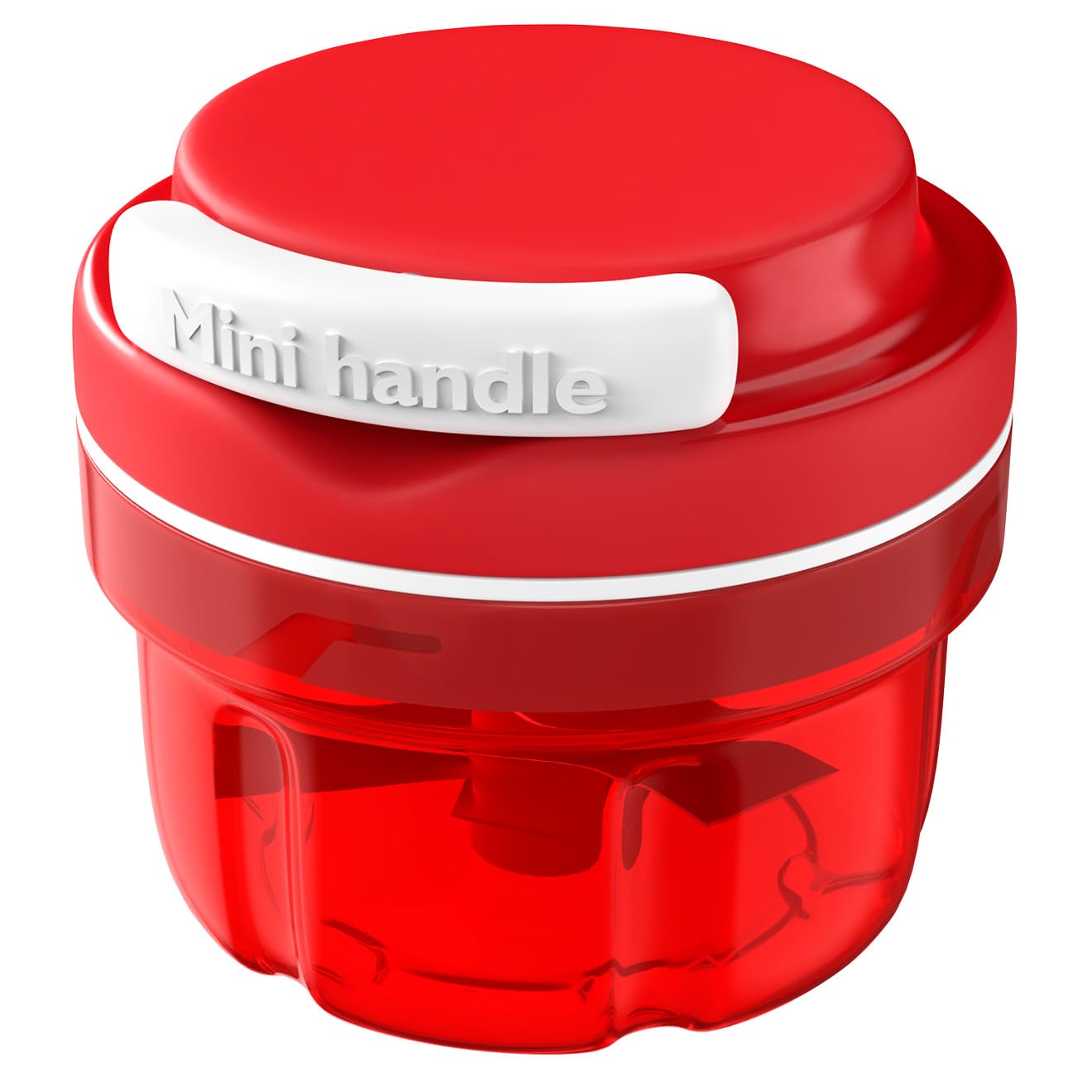 Zwiebelschneider, Zwiebel Zerkleinerer Manuell, Zwiebelschneider mit Seilzug, Platzsparend & Leicht zu Reinigen, Multizerkleinerer Zwiebelhacker für Gemüse, Zwiebeln, Nüsse, Knoblauch (Rot, 300ML)