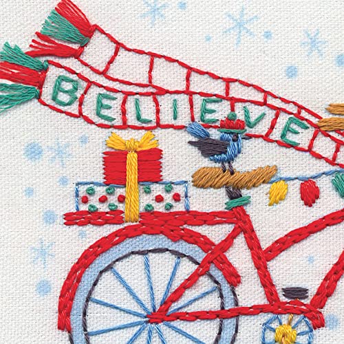 Image of Dimensions Holiday Bicycle Embroidery Kit, 6 inch D, Multicolor 5