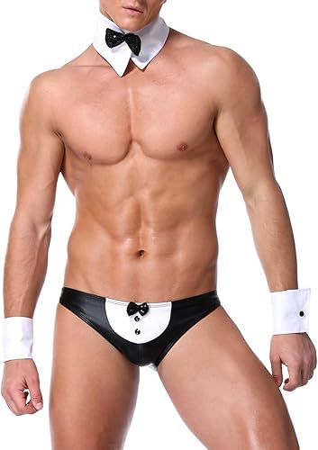 Miniatura 1 de Nzwiluns Ropa interior de mayordomo para hombre, sexy, tanga con pajarita, camarero, mayordomo, trajes de cosplay 2023, disfraces sexys de Halloween