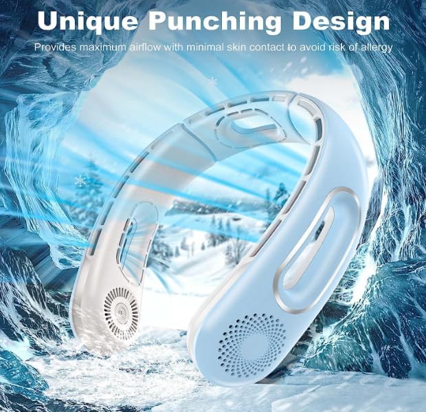 Miniatura 3 de ALASTAIR Ventilador de cuello portátil, ventilador manos libres, ventilador personal portátil con batería de 5200 mAh, sin hojas, recargable,