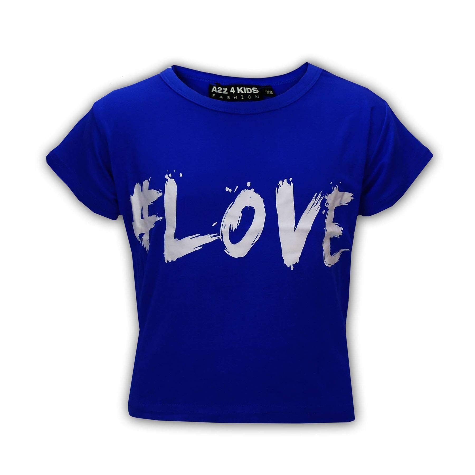 A2Z 4 Kids Mädchen Top Kinder Liebe Print Stilvoll Mode Trendy - Love Crop Top Royal 5-6