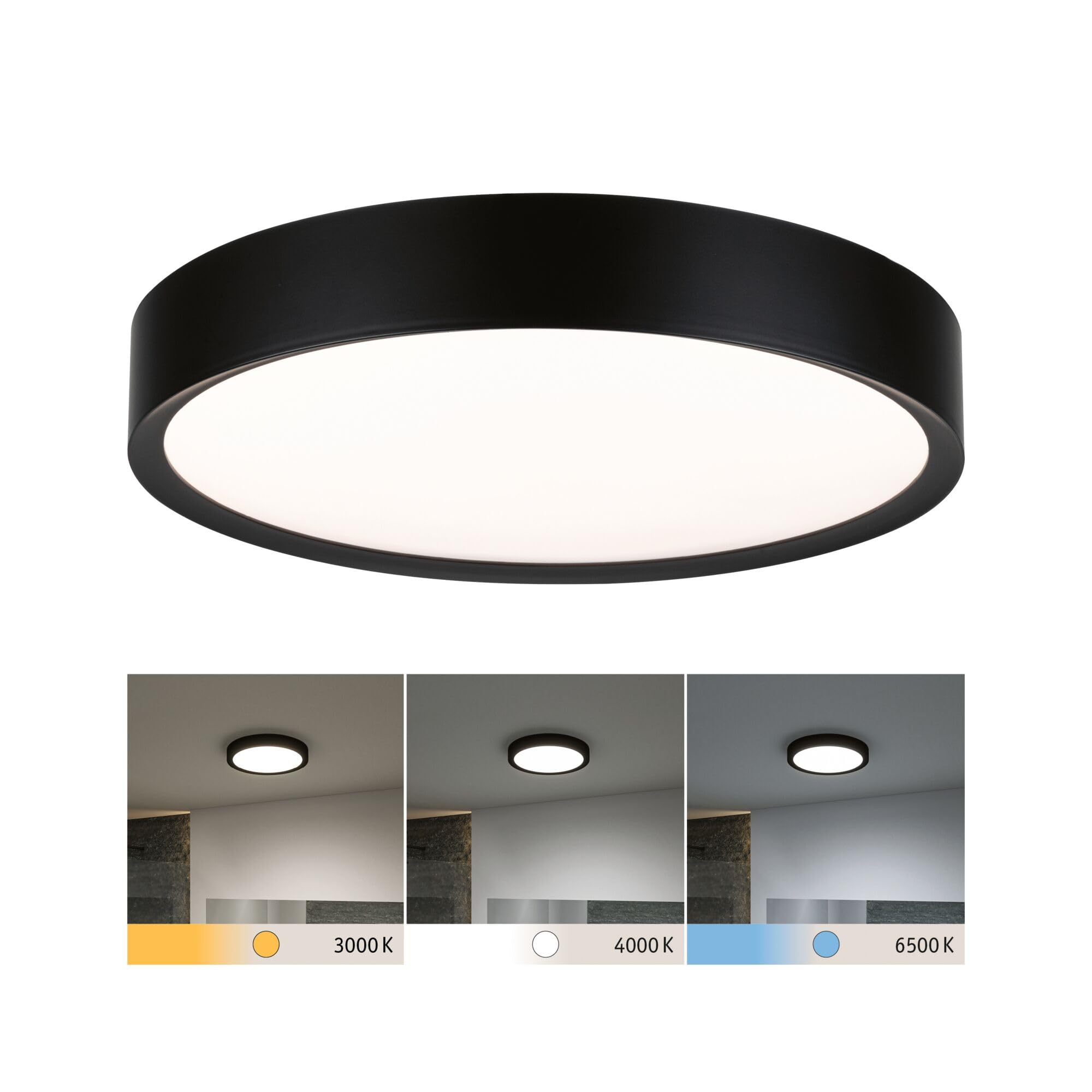 Paulmann 71086 LED Deckenleuchte Selection Bathroom Tega IP44 White Switch 1200lm 230V 22,5W Schwarz matt Badleuchte Badleuchte