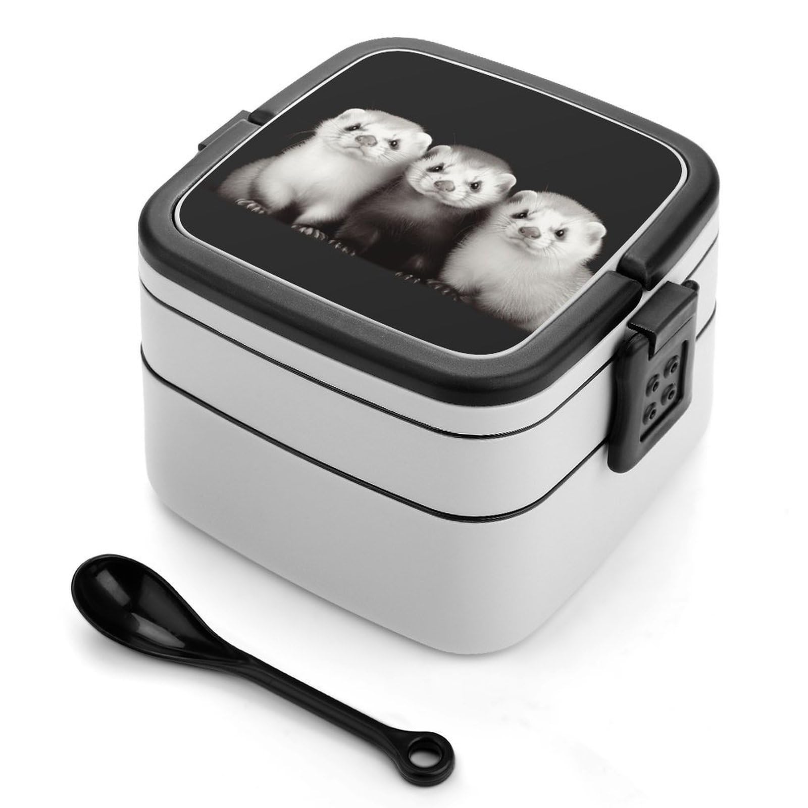 VstaDank Ferrets Bento Box Portable Adult Lunch Box with 2 Layer&Spoon Reusable Insulated Lunchbox Large Food Containers Leak Proof Lunch Containers for Work Camping Meal Prep
